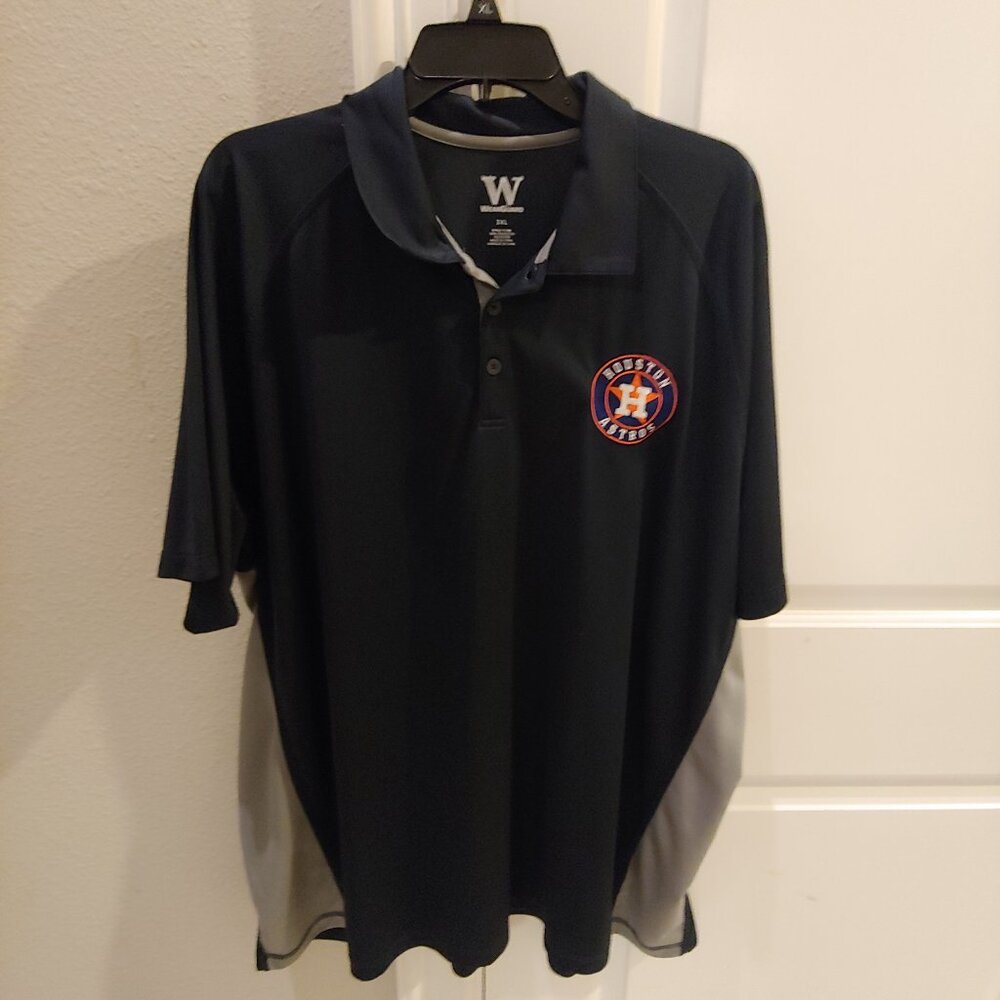 Houston Astros Polo Shirt Mens 3XL Blue Orange Performance Baseball